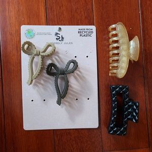 Freely Jules Hair Clip Set - Gold, Black, and Green